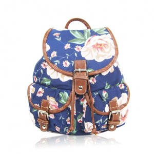 Miss LULU | Batoh Retro Flower Roses - modrý