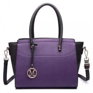 Miss LULU | Kabelka Mikky Tote - fialová/černá